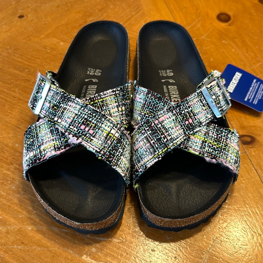 Women’s Birkenstock Siena Cross-over Sandals Vegan Textile Straps Size 9 NEW